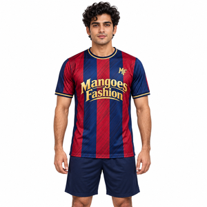 Maillots de football personnalisés en gros, uniformes de football 100% polyester, séchage rapide, antibactériens, manches courtes, unisexe, avec numéro - Product Image 2
