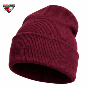 Gorro de Punto Acanalado Premium – Gorro de Invierno con Puño Color Borgoña 100% Acrílico Unisex Cálido y Elástico para Hombre y Mujer - Product Image 1