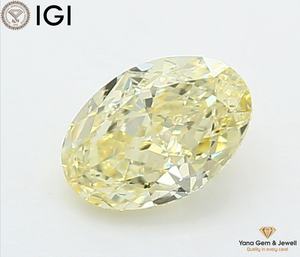 Diamant de laboratoire cultivé CVD de couleur jaune vif fantaisie, clarté VVS2, avec certificat IGI, 1,00 CARAT, taille ovale, pour bague personnalisée de créateur - Product Image 1