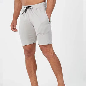 Shorts de sport gris clair pour hommes avec logo personnalisé, séchage rapide, extensibles, pour entraînement athlétique et course à pied, OEM ODM, marque privée, nylon/spandex - Product Image 3