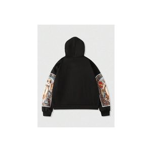 Custom <b>Rhinestone</b> Angel Print Zip Up Hoodie Men Oversized Streetwear Fleece Sweatshirt OEM Wholesale Winter <b>Jacket</b> - Product Image 2