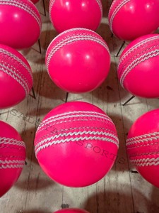 Premium Quality Salstar Sport Hand Stitched Cricket Top Grade Leather Selection <b>Ball</b> Customizable Pink Colors Logo Design <b>Balls</b> - Product Image 2