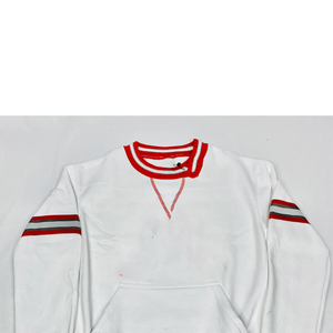 Sweat-shirt blanc à col rond pour homme, rayures rouges et grises, poche, décontracté, hiver, pull en maille, polyester/coton - Product Image 2
