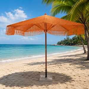 Parasol de plage en coton macramé de luxe pour hôtel, complexe hôtelier, taille personnalisée - Product Image 1