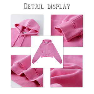 Sudadera con Capucha para Mujer, Color Sólido, Tejida, Manga Larga, Informal, para Otoño, Transpirable, Mezcla de Algodón, con Bolsillos, Estampado Frontal - Product Image 4