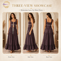 Nouvel ensemble de robe décontractée pour femmes, multicolore, à lacets, sans manches, 2 pièces, mignon et frais, printemps/été, ODM, 100% coton