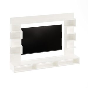 Meuble TV mural en bois d'ingénierie |   Support pour décodeur et meuble TV avec étagères pour livres et décorations |   Blanc - Product Image 2