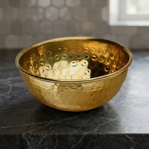 Cuenco Decorativo de Latón Martillado, Cuenco de Metal Hecho a Mano para Decoración de Mesa, Centro de Mesa, Cuenco para Servir Frutas, Decoración del Hogar - Product Image 4