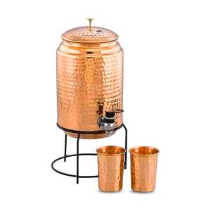 Distributeur d'eau en cuivre martelé écologique |   Support moderne pour bouteille d'eau ayurvédique de 5 litres pour la maison, le bureau, le bien-être et la santé - Product Image 4