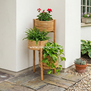 Handmade Rattan Plant <b>Stand</b> 3 Tier <b>Corner</b> Shelf for Indoor Outdoor Flower Pot Holder Home Decor - Product Image 3