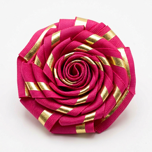 Wholesale 25mm Hot Pink Gold Metallic Ribbon for Hair Accessories Boutique Display Garment Finishing and Event Decoration - Product Image 1