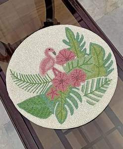 Salvamanteles redondo de cuentas de vidrio con diseño de mariposa, plato decorativo hecho a mano con cuentas para restaurante, bodas y eventos. - Product Image 3