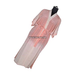 KL012 Beautiful Vintage Blended Poly Silk Sari Kimono Long <b>Robe</b> Double Pocket Nightgown <b>Women</b> Winter Quick <b>Dry</b> Drawstring - Product Image 1