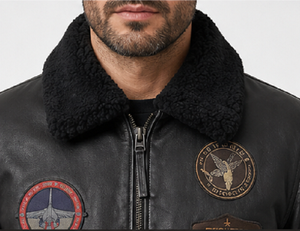 <b>Men's</b> leather bomber <b>jacket</b> <b>shearling</b> collar biker <b>jacket</b> winter aviator <b>jacket</b> premium leather <b>jacket</b> stylish <b>men's</b> outerwear - Product Image 5