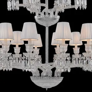 Lustre en cristal avec abat-jour blancs, style Hollywood Glamour, éclairage de plafond pour la décoration du salon - Product Image 2