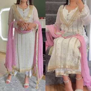Nueva etiqueta Mayra Designer Party Wear Long Pakistani Suit Fancy Style M/38 LM-1213 - Product Image 4