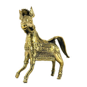 Figurine de cheval en laiton doré de 8,5 pouces, fabriquée à la main, décoration moderne exquise pour la maison - Product Image 5