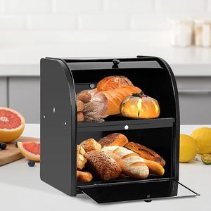 Caja de Pan Metálica Vintage con Tapa Abatible, Contenedor Hermético para Almacenamiento de Alimentos en la Cocina - Product Image 2