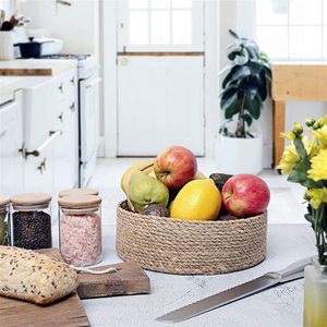 Panier de rangement rond multifonctionnel en jonc de mer tressé écologique, tendance 2026, pour servir le pain, les fruits et les aliments, décoration de cuisine - Product Image 1