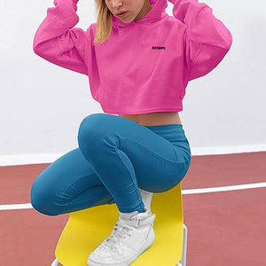 High Quality Stylish <b>Winter</b> Women Crop <b>Top</b> Hoodies Front Logo Eco-Friendly Breathable Fabric Wholesale Price 2026 New Design - Product Image 3