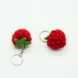 Handmade Crochet Strawberry Keychain, Soft Plush 3D <b>Bag</b> <b>Charm</b> Knitted Fruit Pendant for Backpack - Product Image 4