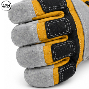 Guantes de Trabajo de Cuero Premium, Reforzados en la Palma, Dedos Completos, Puño Ancho, Muñequera Ajustable, Guantes Industriales Resistentes - Product Image 6