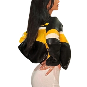 Vestes de motard en cuir PU sur mesure, design personnalisé, vente en gros, combinaison noir et jaune, respirantes, imperméables, vestes d'hiver - Product Image 2