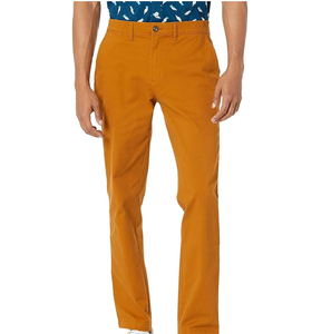 Pantalon chino homme couleur moutarde, coupe droite, taille mi-haute, décontracté, en tissu tissé, avec braguette boutonnée et poches, style automne - Product Image 1