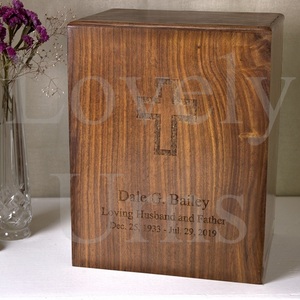 Wholesale perfect wooden <b>box</b> upright cremation urn adult medium keepsake <b>memorial</b> ashes container - Product Image 3
