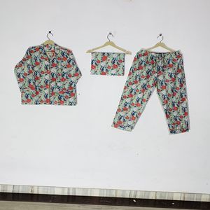 Ensemble de pyjama floral imprimé à la main de haute qualité - Vêtements de nuit en coton, vêtements de nuit et de détente bohèmes pour femmes, cadeau d'été - Product Image 1