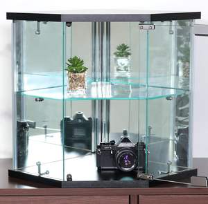 Gabinete de vidrio moderno, organizador de almacenamiento para sala de estar con luz para muebles para el hogar y uso en supermercados, en la parte superior de la pantalla, en la parte superior de la pantalla - Product Image 1