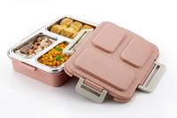 Boîte à lunch bento de haute qualité en acier inoxydable pour le stockage des aliments et la prévention des fuites, sans BPA, 4 compartiments, compatible micro-ondes