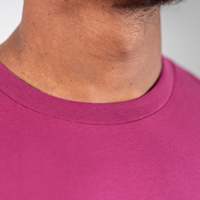 T-shirt décontracté pour homme, coupe oversize, violet uni, manches courtes, col rond, teinture unie, directement de l'usine