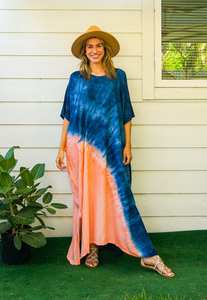 Vestidos informales de talla grande para mujer, caftán teñido a mano, caftán Abaya bohemio, cubierta de playa, caftán de verano, silueta recta, traje de baño teñido corbata - Product Image 4