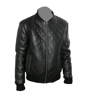 เสื้อแจ็คเก็ตหนังผู้ชายไซส์ใหญ่ สไตล์ลำลอง สำหรับฤดูใบไม้ร่วง มีซิป คอตั้ง ผ้าทอสีพื้น ลายควิลท์  บริการ OEM - Product Image 5