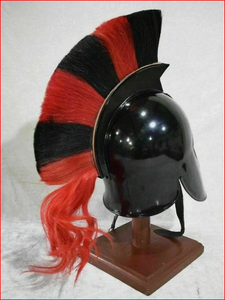 Casco Corintio Griego Medieval de Troya con Pluma Negra, Casco de Caballero Espartano - Product Image 4