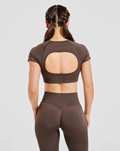 Custom Wholesale OEM Custom Logo Solid Front <b>Womens</b> Yoga Set Sports Bra & <b>Leggings</b> Gym Workout Fitness Activewear - Product Image 5
