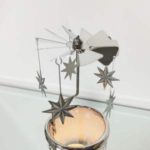 Porte-bougie rotatif en métal Silver Star, carrousel pour bougies chauffe-plat, pour décoration intérieure, centre de table, festive - Product Image 3