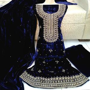Costume Salwar Kameez, robe de mariage en velours, tenue de travail manuel indien, Shalwar, offre spéciale, 2022 - Product Image 1