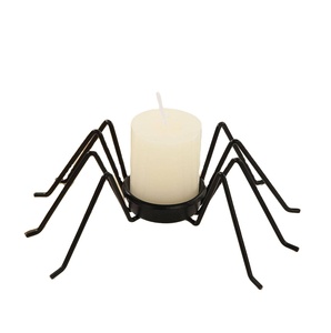 Modern spider shape metal candle holder black iron artistic halloween <b>decor</b> <b>table</b> centerpiece unique handcrafted geometric stand - Product Image 1