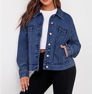 Chaqueta Vaquera Azul para Mujer, Talla Grande, Cierre de Botones, Cálida para Invierno, Transpirable, OEM, Personalizada, Venta al Por Mayor - Product Image 5