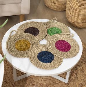 Vintage Seagrass <b>Woven</b> Plate Mats Lightweight Bamboo Placemats Pads Colorful Wholesale Dining Table Accessories Cup <b>Coasters</b> - Product Image 1