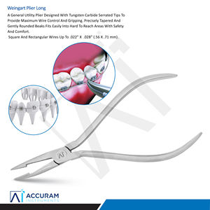 Alicates de ortodoncia Accuram Weingart, largos, para curvado lingual, con puntas serradas TC, para control de alambres de arco y sujeción de ligaduras, ergonómicos, CE - Product Image 6