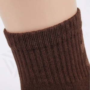 Crew <b>Socks</b> Solid <b>Brown</b> 100% Cotton Breathable Knitted Regular Fit Adult Autumn Casual Daily Wear - Product Image 4