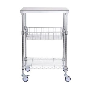 Carrello a 3 Ripiani in Filo Metallico, Capacità 470 libbre, Carrello di Servizio in Acciaio con Trolley Portaoggetti in Metallo - Product Image 5