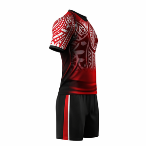 <b>Hot</b> Selling <b>Red</b> Soccer Jersey Set Custom Short Sleeve Outdoor Printed Mesh Quick Dry Breathable Men Polyester Crew neck - Product Image 6