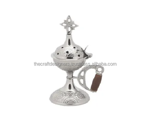 High Silver Incense Burner Jewish <b>Cross</b> <b>Top</b> Decorative Brass Perfumer and Censer Amazing Brass Incense Burner Diffuser Hot Sales - Product Image 1