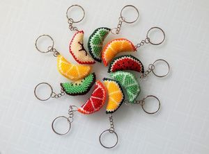 Breloque de sac colorée en perles motif agrumes, faite à la main, en forme de fruit d'orange, élégante, pendentif décoratif pour sac à main, accessoire de mode - Product Image 3