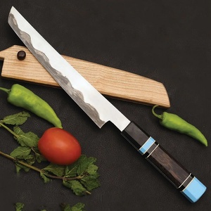 Cuchillo de filetear de acero de Damasco forjado a mano Ahmad Fabric, mango de madera ambidiestro, acabado mate, hoja de 7 pulgadas, extra afilado, con funda de cuero. - Product Image 6