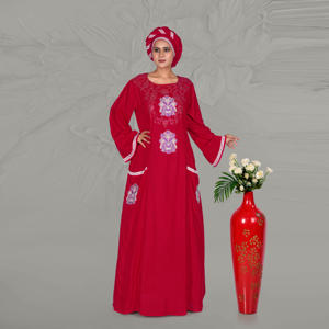 Caftán Modesto Bordado en Rayón, Elegante Motivo Frontal, Bordes Decorativos en las Mangas, Bolsillos Funcionales, Vestido Diario para Eid y Ramadán - Product Image 5